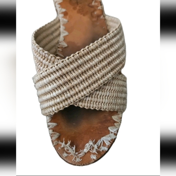 Jenni Kayne Womens Beige Raffia Designer Crossover Sandal In Natural 37 - Picture 11 of 13